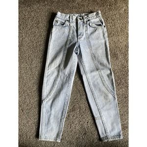 Vintage 80s Lee Acid Wash Blue Denim Jeans Size 10R USA Union Ankle Zip J106